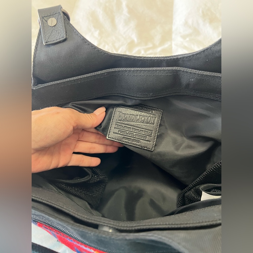 Pendleton | Red Black Wool Cargo Tote | Southwest Style | Travel Work Diaper Bag - Picture 11 of 13